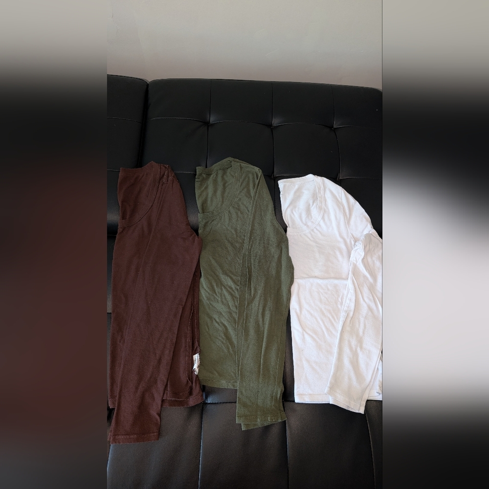 Set of Three Sleeveless Tops - Brown, Green, and White